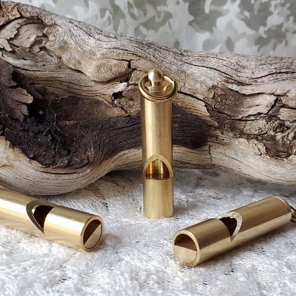 Brass Whistle - Very Loud Working Whistle - 2" Pendant, Survival Whistle, Teacher, Students, Dogs, Biker, Hiker, Warning Solid Brass