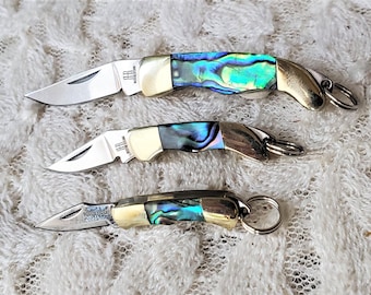 Jewelry Knives  1" - 1 1/2" Miniature Paua Abalone Knives l Mini Knife Folding Pocket Knife Charm Pendant Jewelry Supply