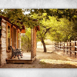 PRINT: Rustic Cabin In Historic Chloride, NM (New Mexico) with Wooden Fence and CottonwoodTrees - Professional Fine Art Paper Print