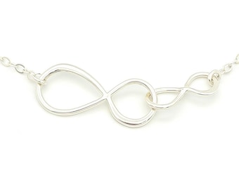 Mother Daughter Sterling Silver Infinity Necklace, Interlocking Circles