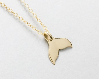 Sterling Silver Whale Tail Necklace, Nautical Pendant