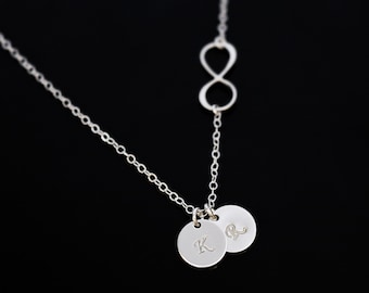 Personalized Initial Sterling Silver Infinity Necklace, Mothers Necklace