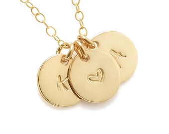 Personalized Initial Necklace, 14k Gold Fill or Sterling Silver, Mom Gift
