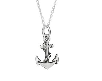 Sterling Silver Anchor Necklace, Nautical Sailing Charm