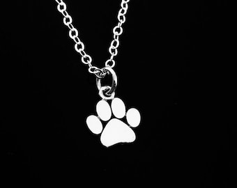 Sterling Silver Paw Print Necklace, Pet Memorial Jewelry