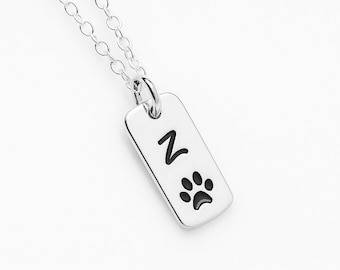 Sterling Silver Paw Print Necklace, Personalized Pet Memorial Jewelry