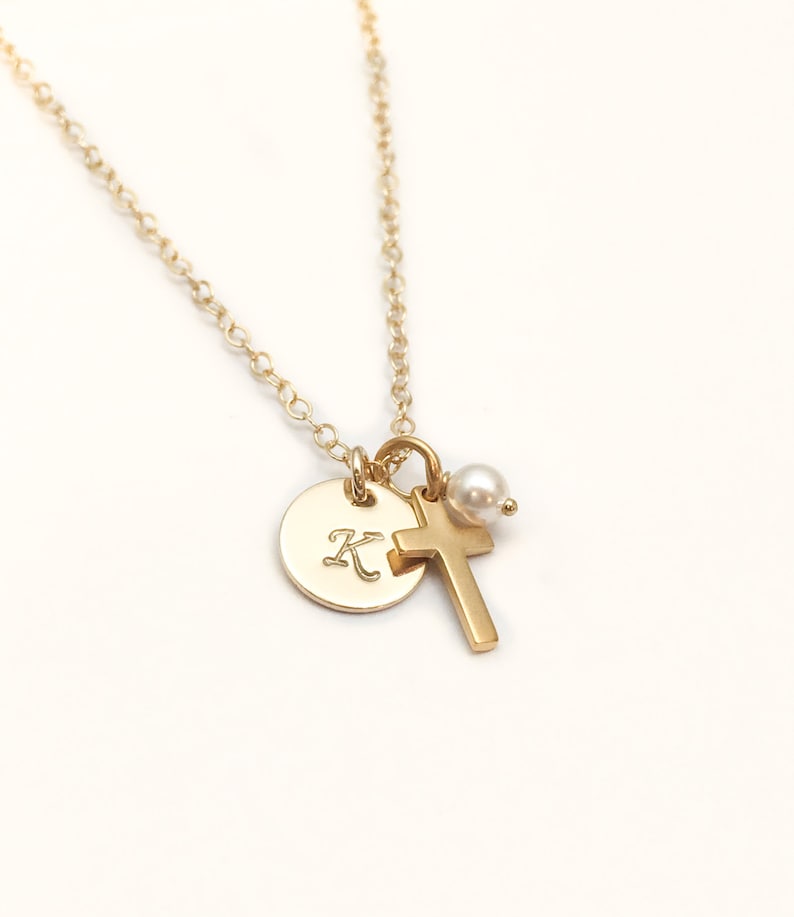 God Daughter Necklace Personalized Gold Cross Necklace Etsy