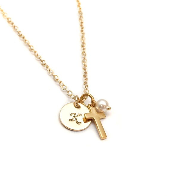 Goddaughter Necklace Personalized Gold Cross Necklace Baptism or Confirmation Gift Little Girl Necklace Gift for Niece Cross Necklace