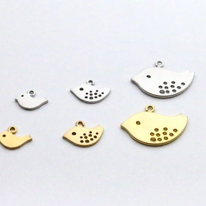 Bird Charm, Baby Bird Momma Bird Necklace Charms, Spotted Gold or Silver Birds, Initial Baby Bird Add a Charms, Necklace or Bracelet Charms