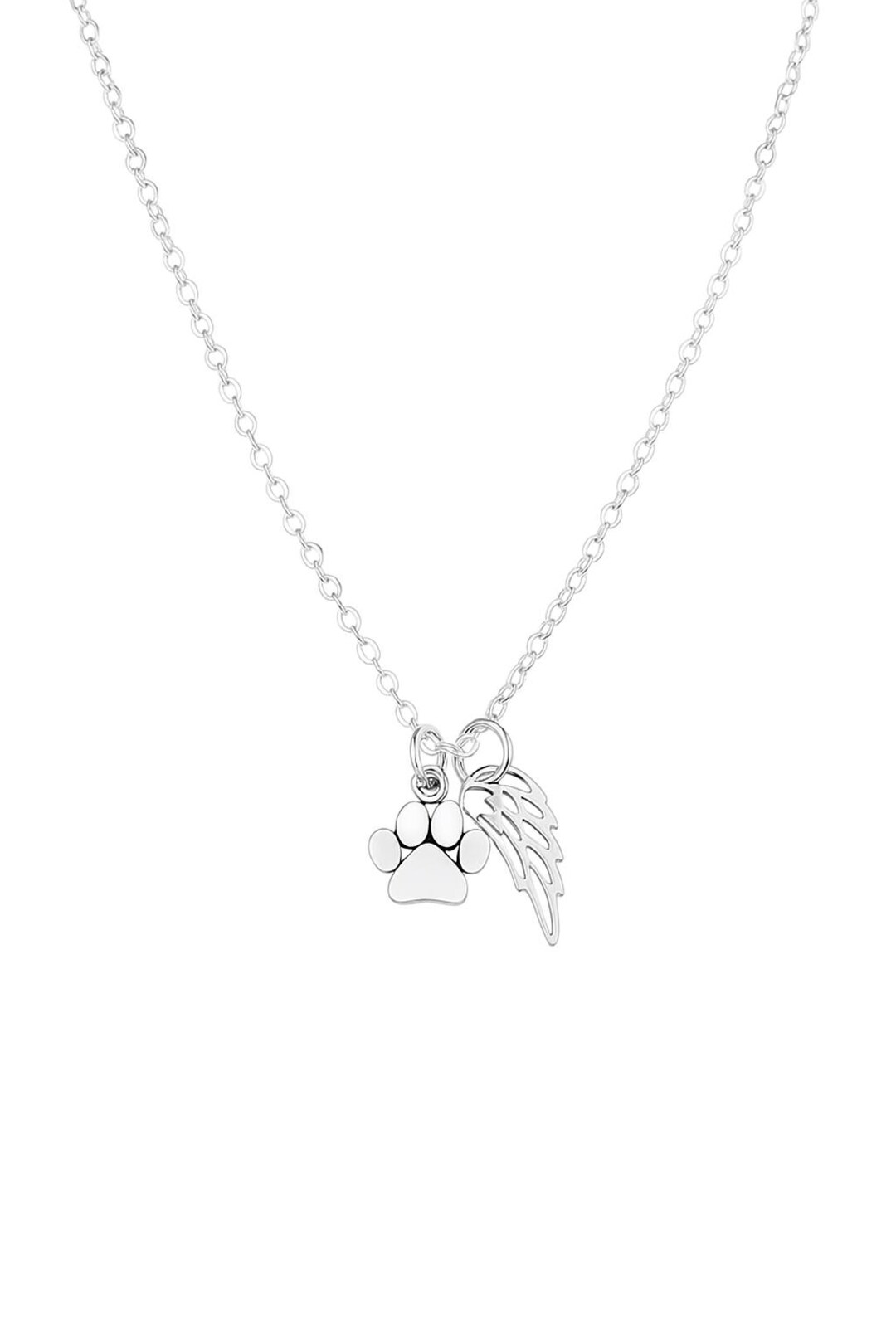 Sterling Silver Paw Print Angel Wing Necklace, Pet Memorial Gift - Etsy