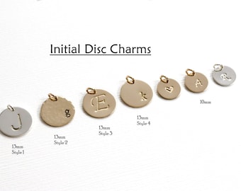 Personalized Initial Disc Charm, Sterling Silver or Gold Filled
