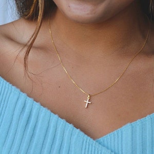 Small gold cross| Small silver cross| cz cross| Dainty cross necklace| tiny silver cross necklace