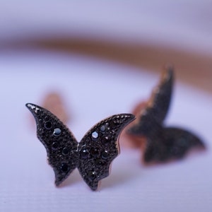 Black butterfly earrings/ rose gold butterfly earrings/ butterfly earrings