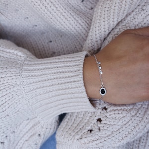 Sterling Silver Hamsa Bracelet: CZ Charm, Hand of Fatima