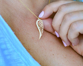Angel wings necklace| dainty angel wings necklace| sterling silver angel wings