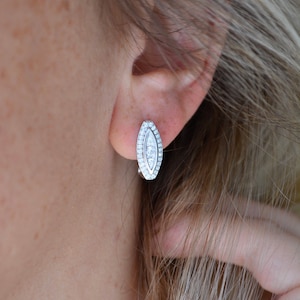 Art Deco Bridal Earrings: Sterling Silver CZ Milgrain Earrings