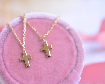 Small Gold Cross Necklace Simple Cross