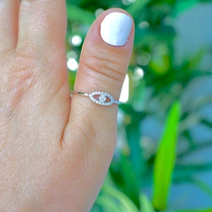 Evil eye ring| sterling silver evil eye ring with CZ