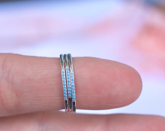 Sterling Silver Turquoise Stacking Ring: Thin Band