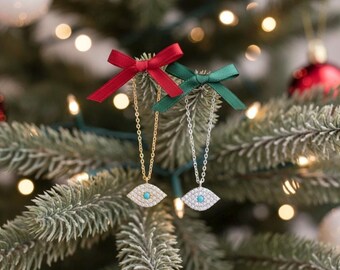 Dainty Evil Eye Necklace- Sterling Silver and Gold Plated Protection Jewelry