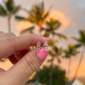 Boucles d&#39;oreilles en quartz rose/ boucles d&#39;oreilles en quartz doré/ clous d&#39;oreilles en quartz rose/ petites boucles d&#39;oreilles en quartz rose / boucles d&#39;oreilles de tous les jours avec quartz rose