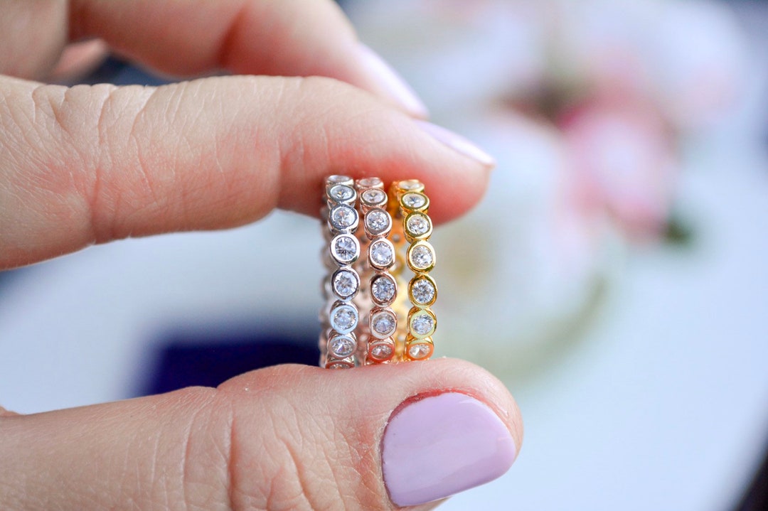 CZ Eternity Band Stacking Eternity Band Ring Round CZ Etsy