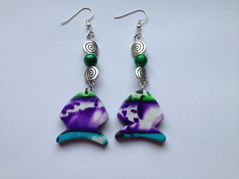 Earrings small fish / polymer clay earrings / gift for her/gift women / Christmas gift image 1
