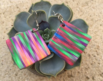 Pink and green earrings