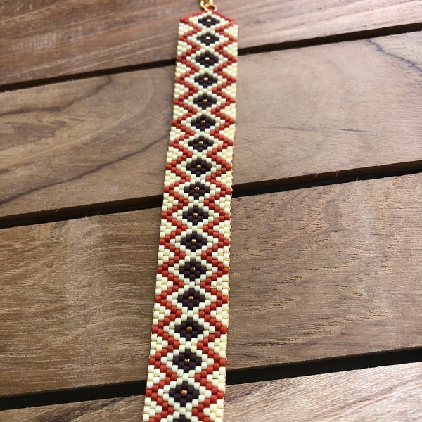 Bracelet Artisanal En Perles Miyuki Multicolore - Fermoir Glissière - Longueur 17-18 Cm