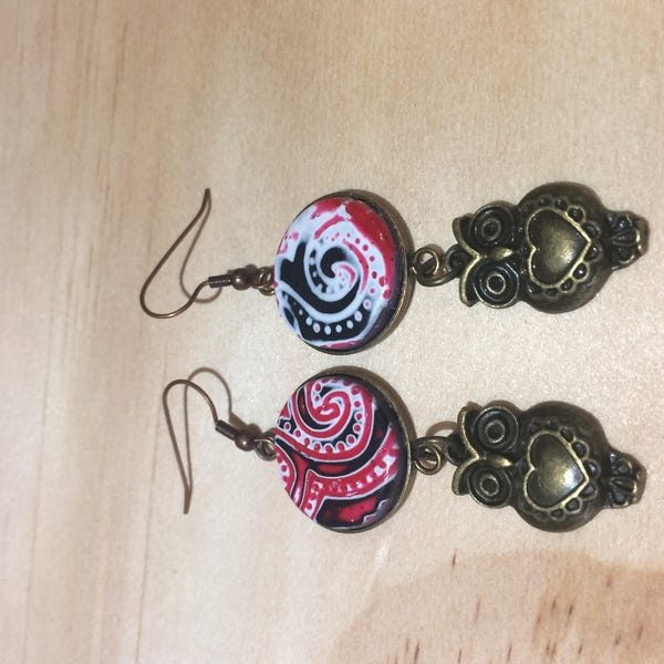 hibou / chouette /  boucles d oreilles hibou / boucles d'oreilles bronze hibou / boucles d'oreilles oiseau / cadeau femme / cadeau noel