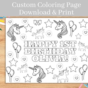 Unicorn Party Coloring Page