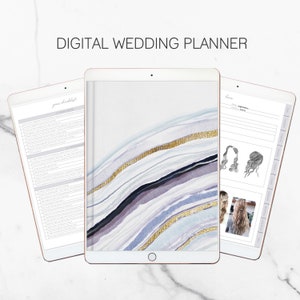 Digital Wedding Planner and Journal | For iPad, Computer, Tablet, GoodNotes, Notability, Adobe Acrobat, PDF Expert, Etc. | Agate Pattern