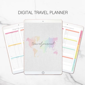 Digital Travel Planner - Planner + Travel Journal + Digital Stickers for GoodNotes, Notability, Adobe, etc.