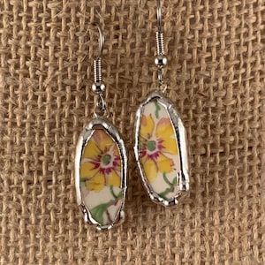 Broken China Chintz Earrings -- #21,895