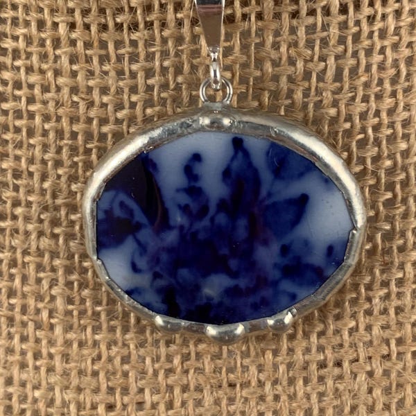 Broken China Flow Blue Pendant -  #32,370