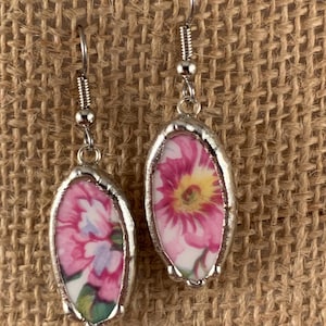 Broken China Chintz Earrings -- #21,897