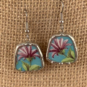 Broken China Chintz Earrings -- #21,796