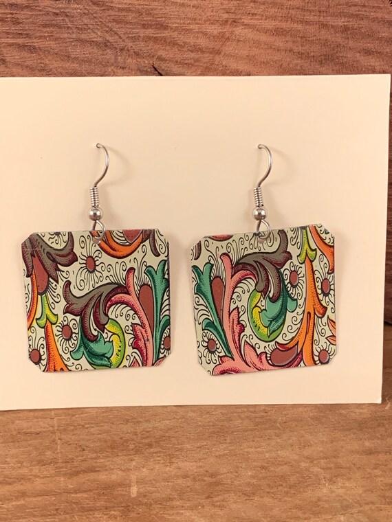 Vintage Tin Earrings 21 602 Etsy