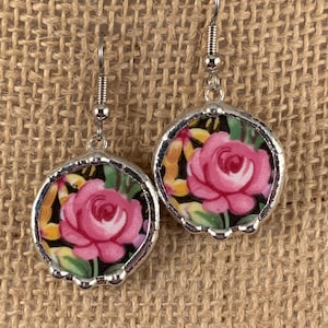 Broken china earrings --  #21,858