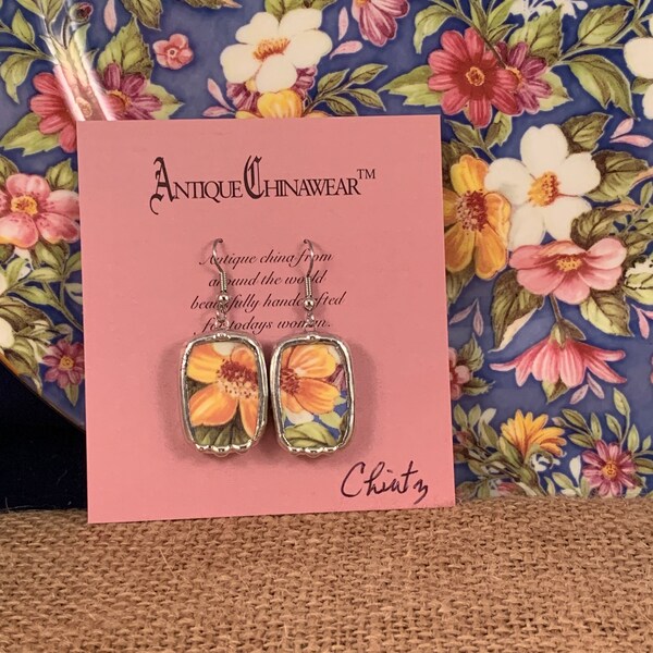 Broken China Chintz Earrings -- #21,404