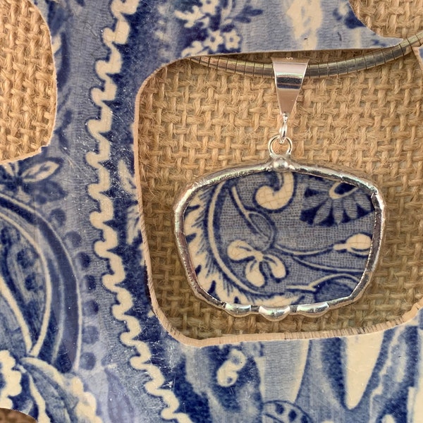 Broken China Blue Pendant -  #31,607