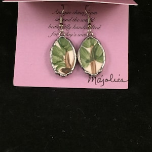 Broken Majolica China Earrings  --  #20,708