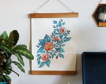 Original Watercolor Rosehip Flowers