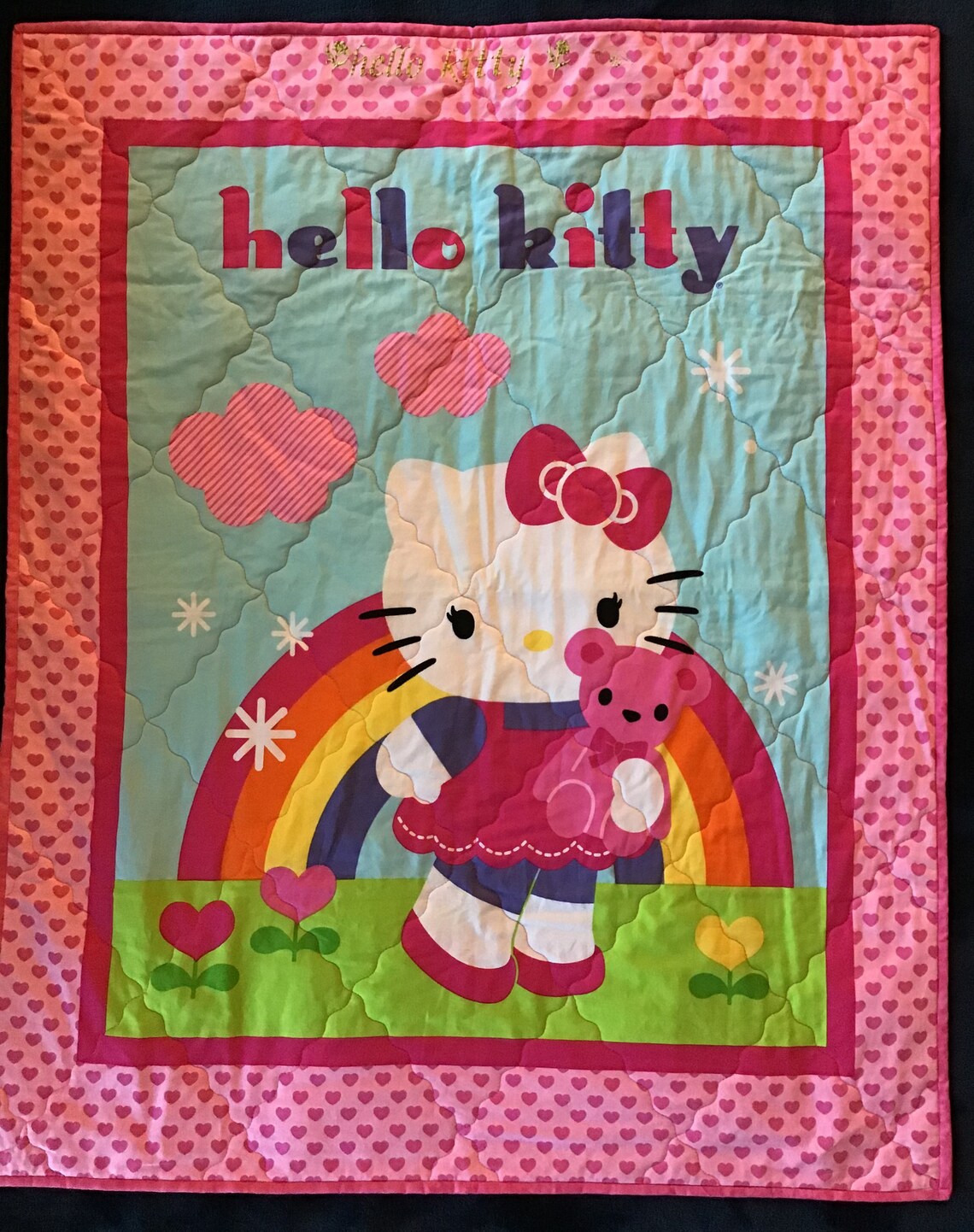 Baby Quilt made with Hello Kitty material Crib Quilt 35 x Etsy
