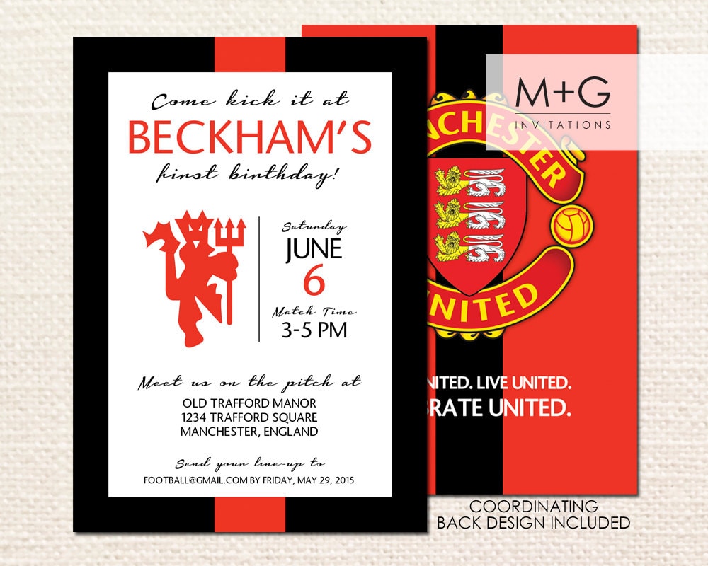 Manchester United F.C. Birthday Party Invitation Digital Etsy
