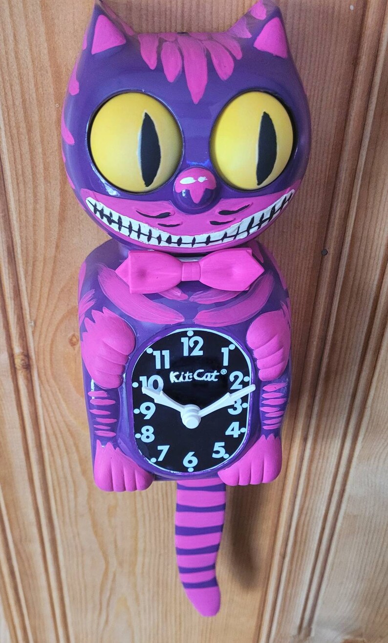 Pink & Purple Smiling Kit Cat Clock Etsy