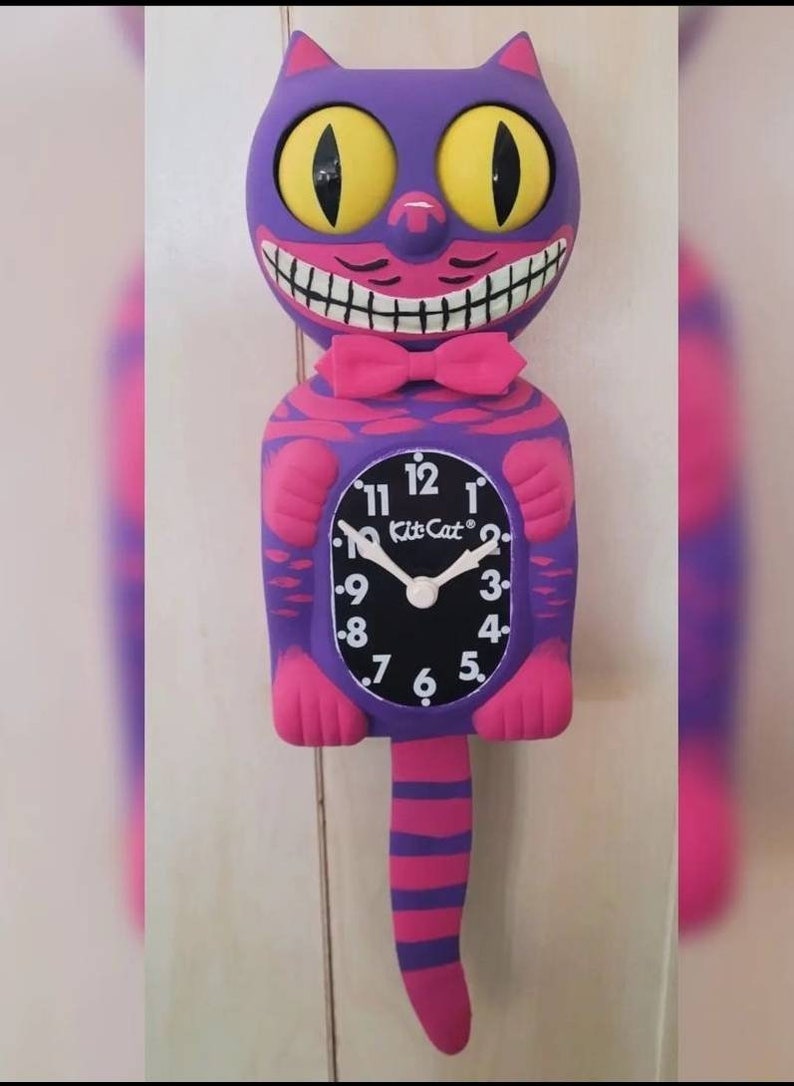 Pink & Purple Smiling Kit Cat Clock Etsy