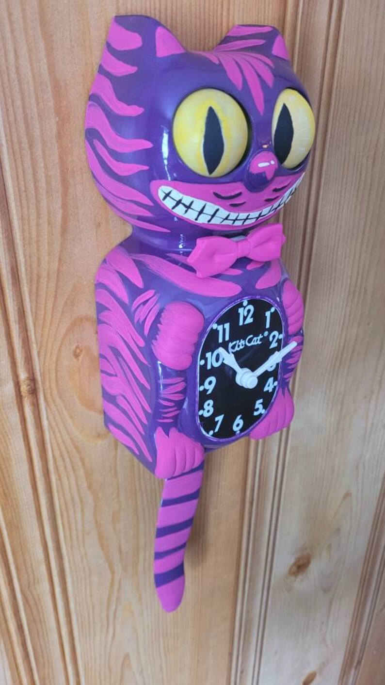 Pink & Purple Smiling Kit Cat Clock Etsy