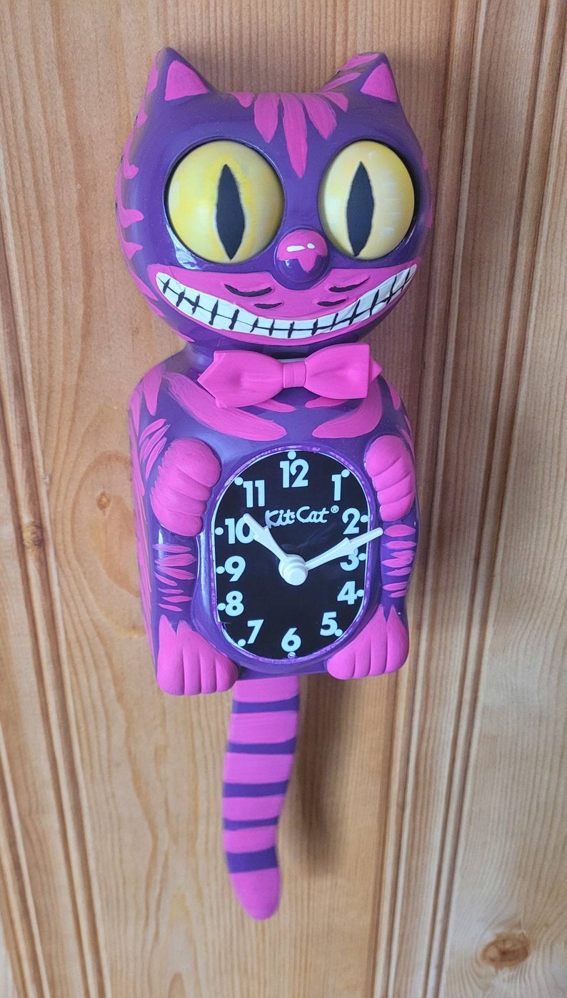 Pink & Purple Smiling Kit Cat Clock Etsy