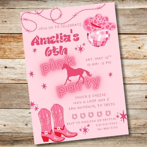 Pink Pony Club, Pink Pony Party, Birthday Party Invitation, Custom Digital File